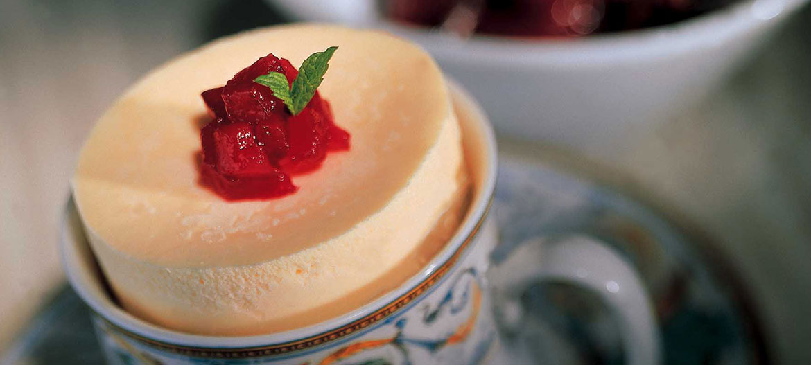 Soufflé al Provolone Valpadana D.O.P., miele e pere speziate