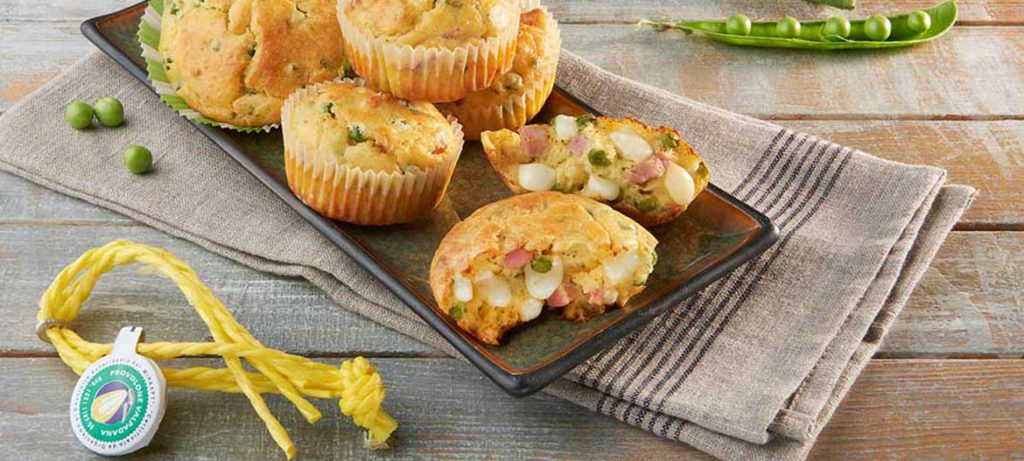 formaggio ai bambini muffin provolone valpadana piselli e prosciutto cotto