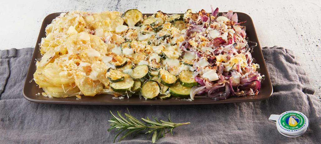 ricette con verdure e formaggio Gratin di verdure e Provolone Valpadana