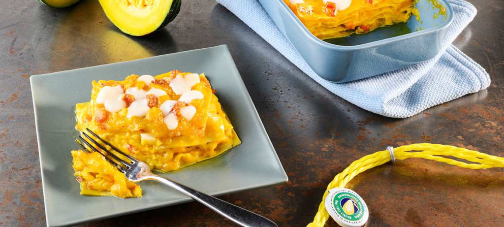 Ricette autunnali Lasagna con zucca e Provolone Valpadana