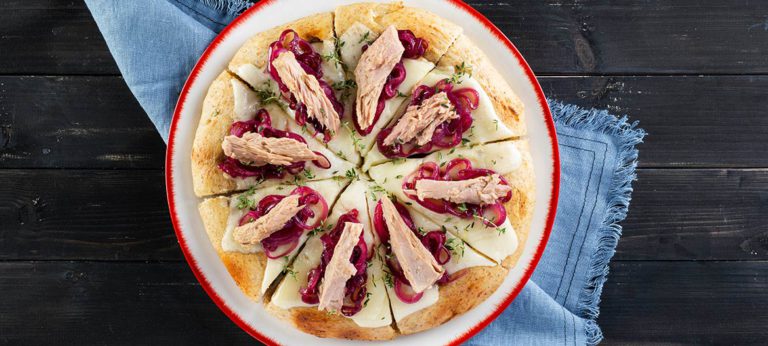 Ancient grains gourmet pizza with mild Provolone Valpadana